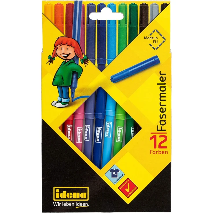 Idena 10037 - Fasermaler, 2 mm Spitze, 12 Farben, 12 Stück – Bild 1