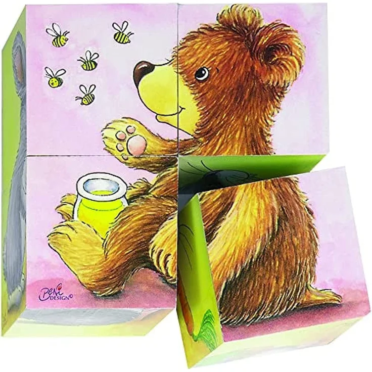Goki 57056 - Würfelpuzzle - Tierkinder – Bild 1