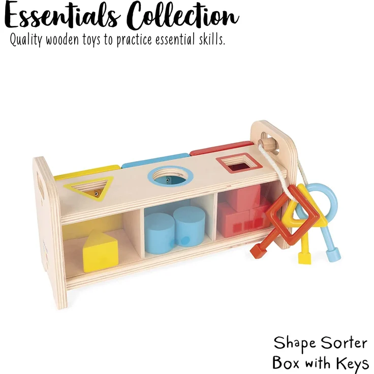 Janod - Essentiel - Der Schlüsselkasten - 2-in-1 Lernspiel aus Holz Babys und Kleinkinder - Erlernen von Formen und Farben und Feinmotorik - Farbe auf Wasserbasis - Ab 18 Monaten, J05065 – Bild 6