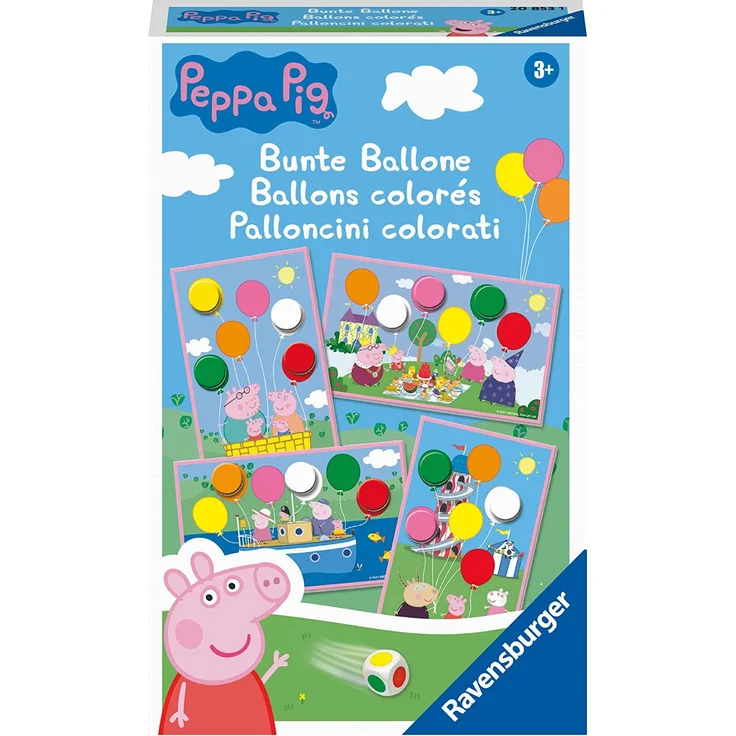 Ravensburger Mitbringspiel - 20853 - Peppa Pig Bunte Ballone - Lustiges Farbwürfelspiel für Kinder ab 3 Jahren – Bild 1