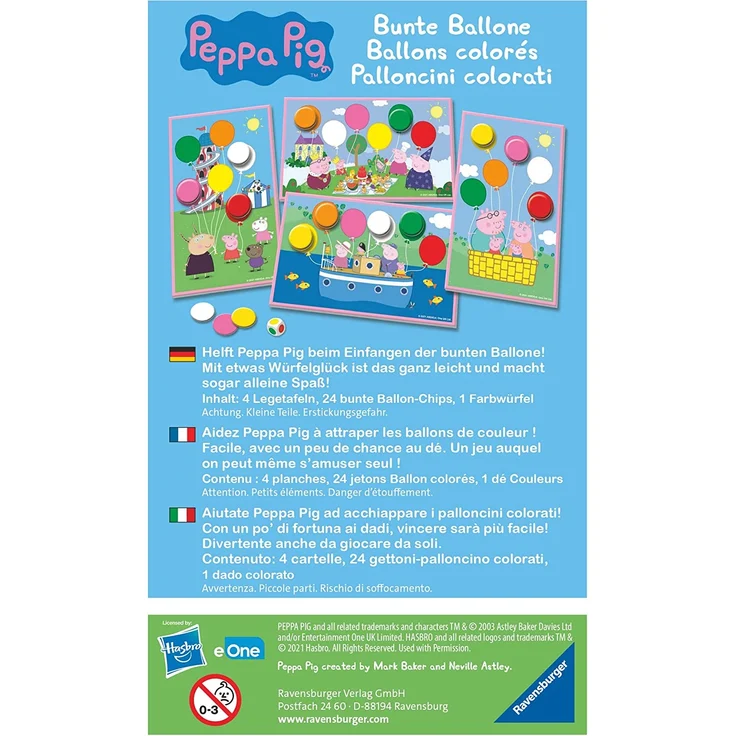 Ravensburger Mitbringspiel - 20853 - Peppa Pig Bunte Ballone - Lustiges Farbwürfelspiel für Kinder ab 3 Jahren – Bild 4