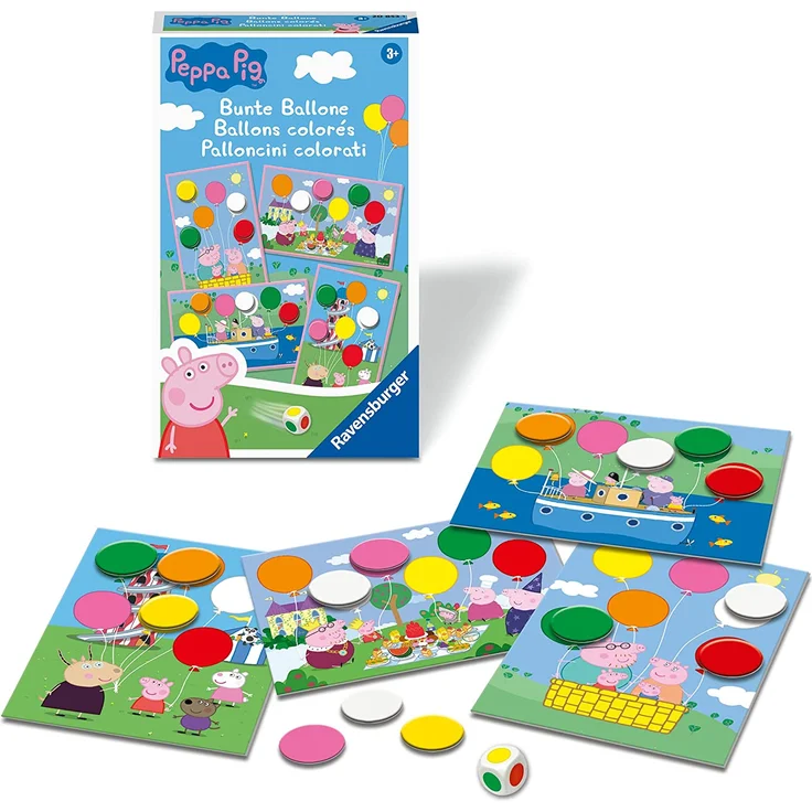 Ravensburger Mitbringspiel - 20853 - Peppa Pig Bunte Ballone - Lustiges Farbwürfelspiel für Kinder ab 3 Jahren – Bild 3