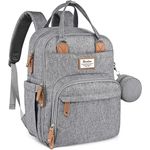 RUVALINO Wickeltasche Rucksack Großer Wickelrucksack mit multifunktionalen Babytaschen und mobiler Wickelauflage - Schnullerhalter - für Mama und Papa (Grau), Einheitsgröße
