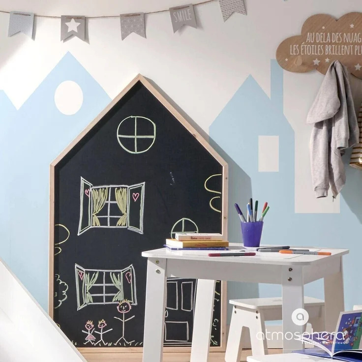 Atmosphera for kids 'Praktische Kreidetafel HÄUSCHEN', Tannenholz und MDF, Hausform, schwarz, 75 x 116 cm – Bild 5