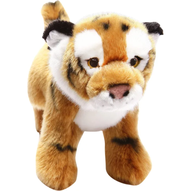 Bauer Spielwaren "Blickfänger" Tiger stehend Plüschtier: Naturgetreues Kuscheltier, extraweich, ideal auch als Geschenk, 20 cm, braun-schwarz (10207)
