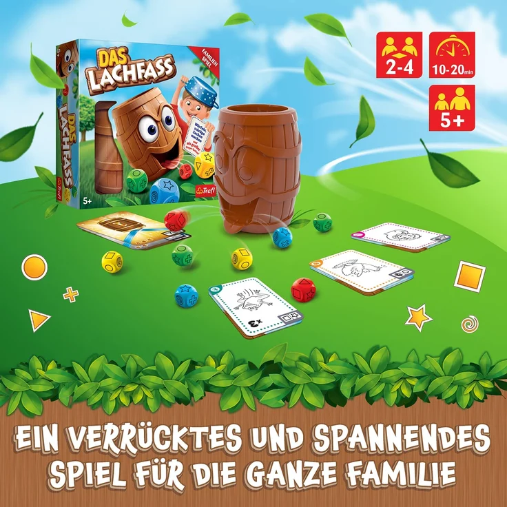 Trefl, Das Lachfass, Familienspiel, Würfelspiel, Kartenspiel, Gesellschaftsspiel für Erwachsene und Kinder ab 5 Jahren 2194 – Bild 2