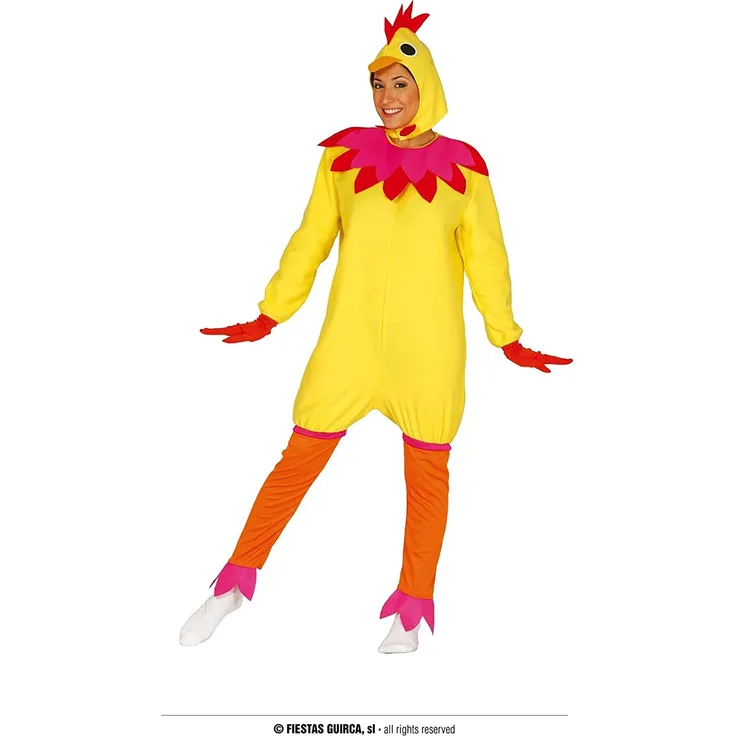 Huhn Kostüm für Damen Karneval Fasching Tier Henne Ei Hühnchen gelb Gr. M-XL, Größe:M