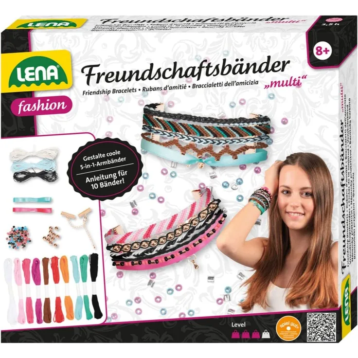 freundschaftsarmband-Set Mädchen 20 cm Baumwolle rosa / blau