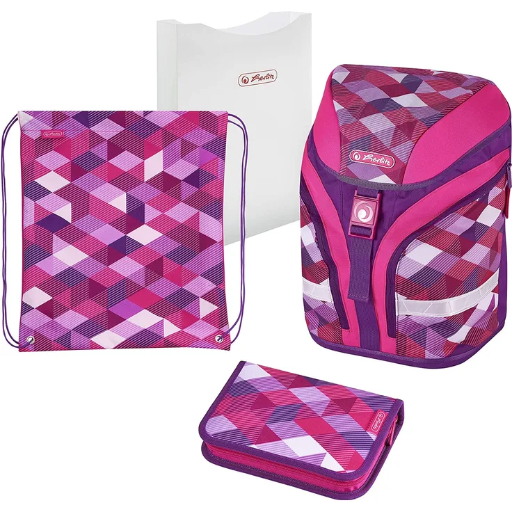 herlitz 50020362 Schulranzen Motion Plus Pink Cubes, 1 Stück