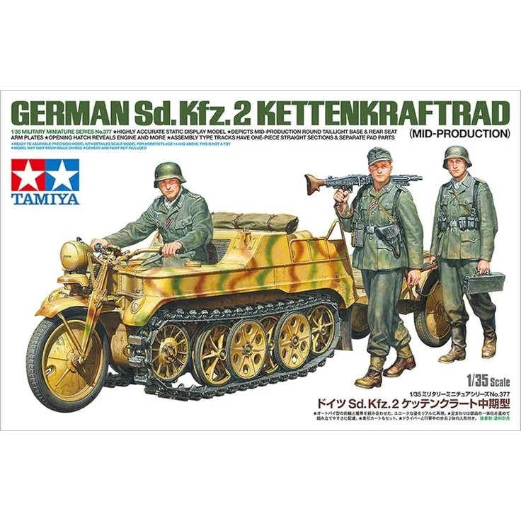 TAMIYA 35377-000 35377 1:35 Dt. Sd. Kfz. 2 Kettenkrad (Mit. Prod. ) -Originalgetreue Nachbildung, Modellbau, Plastik Bausatz, Basteln, Hobby, Modellbausatz, Zusammenbauen, unlackiert – Bild 8