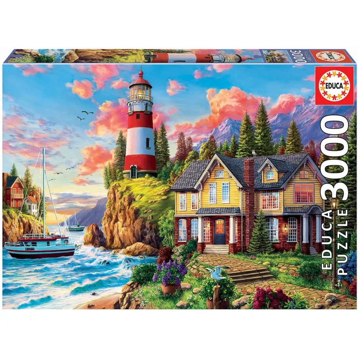 Educa 18507, Leuchtturm, 3000 Teile Puzzle für Erwachsene und Kinder ab 12 Jahren, Szenerie