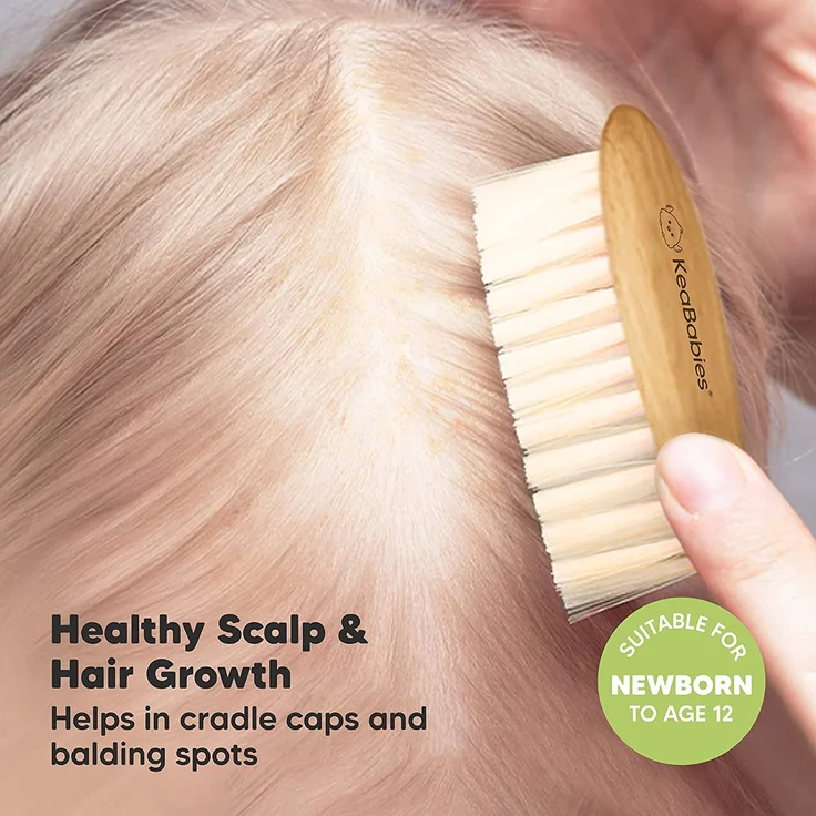 Baby Haarbürste und Baby Kamm Set - Natürliche Holz Babyhaar Haarbürste mit weichen Ziegenborsten - Baby Bürste 0-6 monate - weich Baby Bürste für Säuglinge Kleinkinder - Haarbürste Baby Set (Walnut) - Preisvergleich – Bild 3