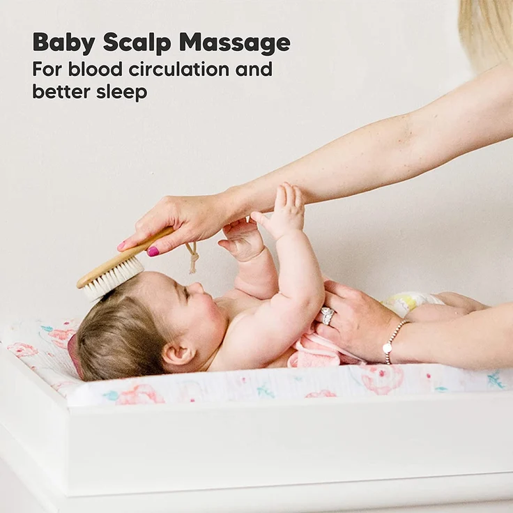 Baby Haarbürste und Baby Kamm Set - Natürliche Holz Babyhaar Haarbürste mit weichen Ziegenborsten - Baby Bürste 0-6 monate - weich Baby Bürste für Säuglinge Kleinkinder - Haarbürste Baby Set (Walnut) - Preisvergleich – Bild 6