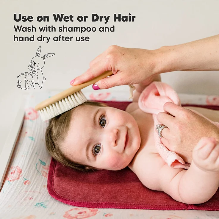 Baby Haarbürste und Baby Kamm Set - Natürliche Holz Babyhaar Haarbürste mit weichen Ziegenborsten - Baby Bürste 0-6 monate - weich Baby Bürste für Säuglinge Kleinkinder - Haarbürste Baby Set (Walnut) - Preisvergleich – Bild 7