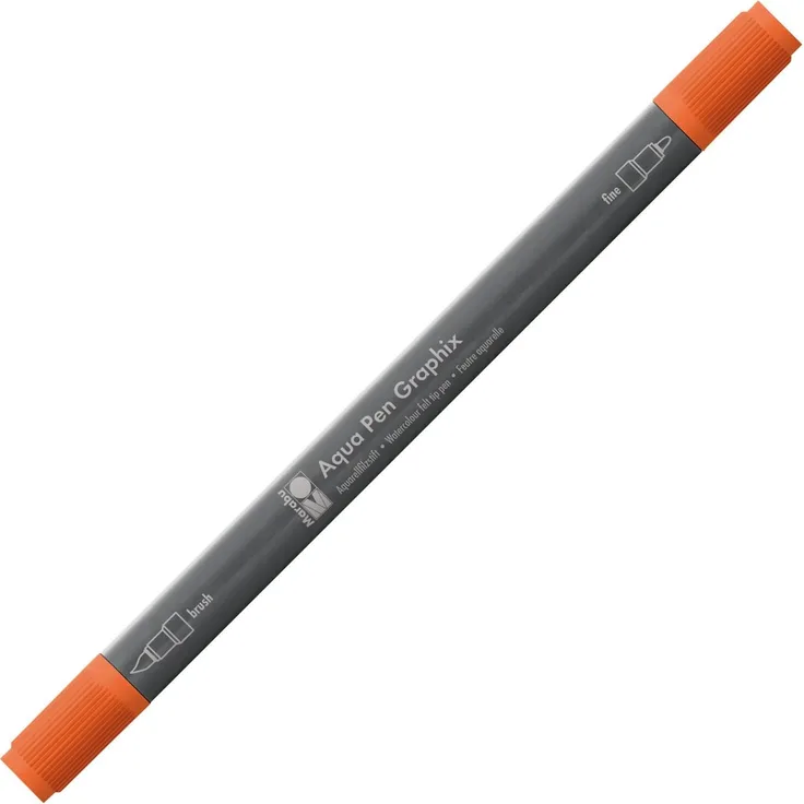 Marabu 01450003023 - Aqua Pen Graphix rotorange, Aquarellfilzstifte mit brillanter Farbe, wasserbasierte, lichtbeständige Pigmenttusche, mit Doppelspitze, aquarellierbar auf Aquarellpapier