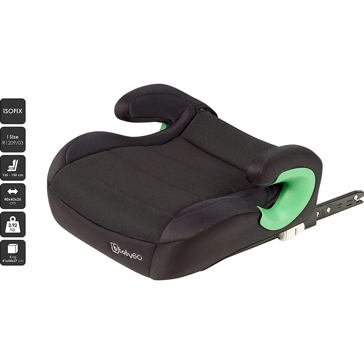 babyGO Sitzerhöhung Bursa III nach neuer I-Size Norm - Kindersitzerhöhung mit verstellbarem Isofix - Kindersitz/Autositz für Kinder (ca. 15-36 kg) Schwarz – Bild 2
