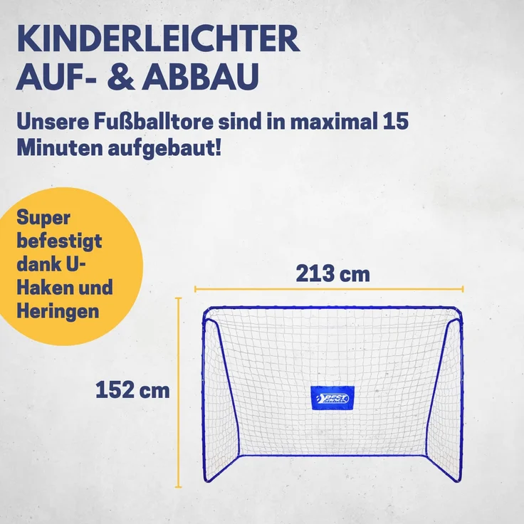 Best Sporting Fußballtor mit Torwand, 213 x 152 cm, mit 5 Schusslöchern, blau – Bild 4