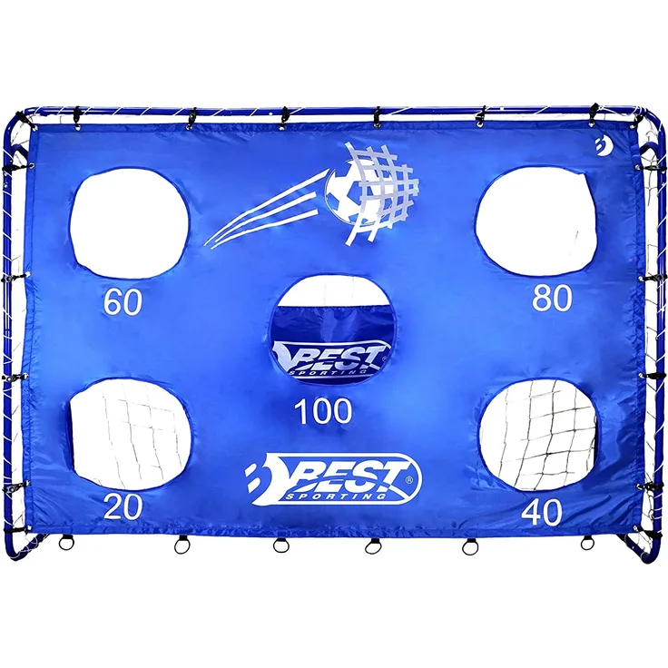 Best Sporting Fußballtor mit Torwand, 213 x 152 cm, mit 5 Schusslöchern, blau