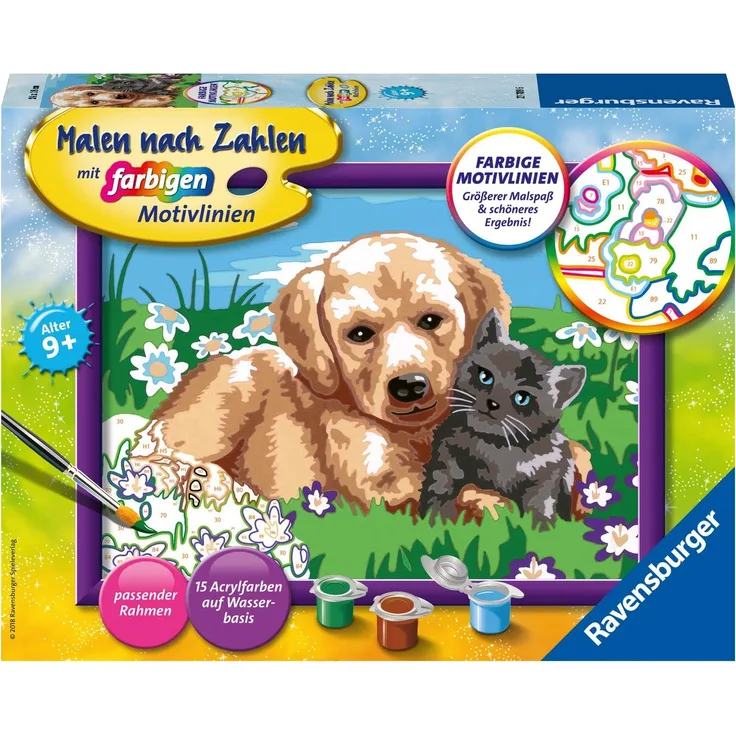 Ravensburger Malen nach Zahlen Hund und Katze