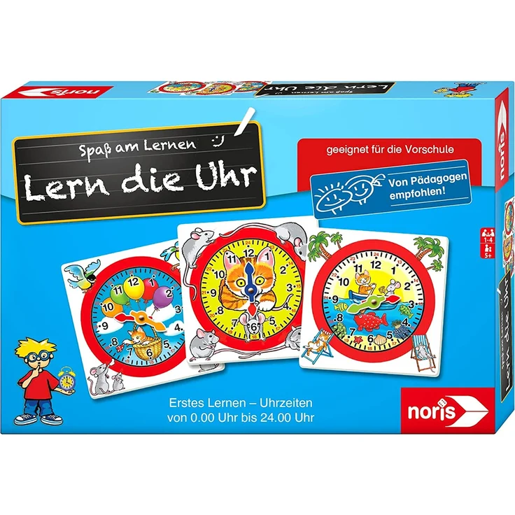 Noris 606076152 606076152-Lern die Uhr, Kinderspiel – Bild 1