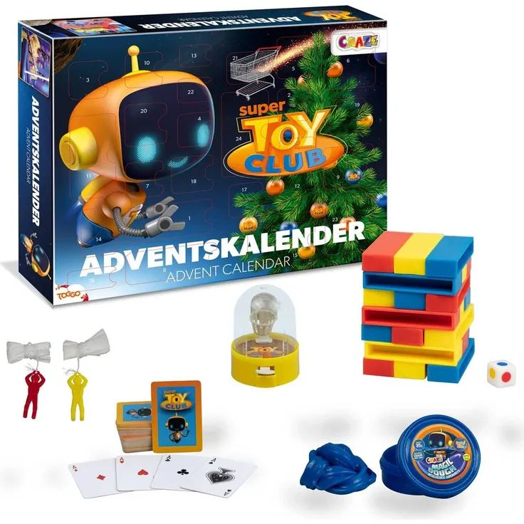 Craze Adventskalender 2020 SUPER Toy Club Wissensspiel Geschicklichkeitsspiel löse kniffelige Aufgaben, Kreatives Spiel für Kinder und Erwachsene 20289