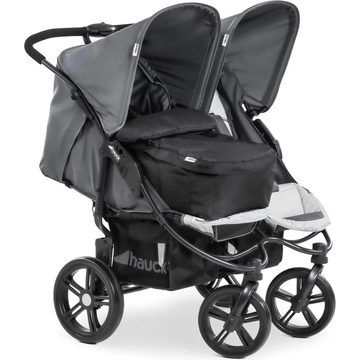 Hauck Geschwister Kinderwagen Roadster Duo SLX / 2 Kinder / Zwillinge / XL Räder / mit Liegeposition ab Geburt / Einhändig Faltbar / Belastbar bis 36 kg / Robust / Schmal / Extra Großer Korb / Grau – Bild 17