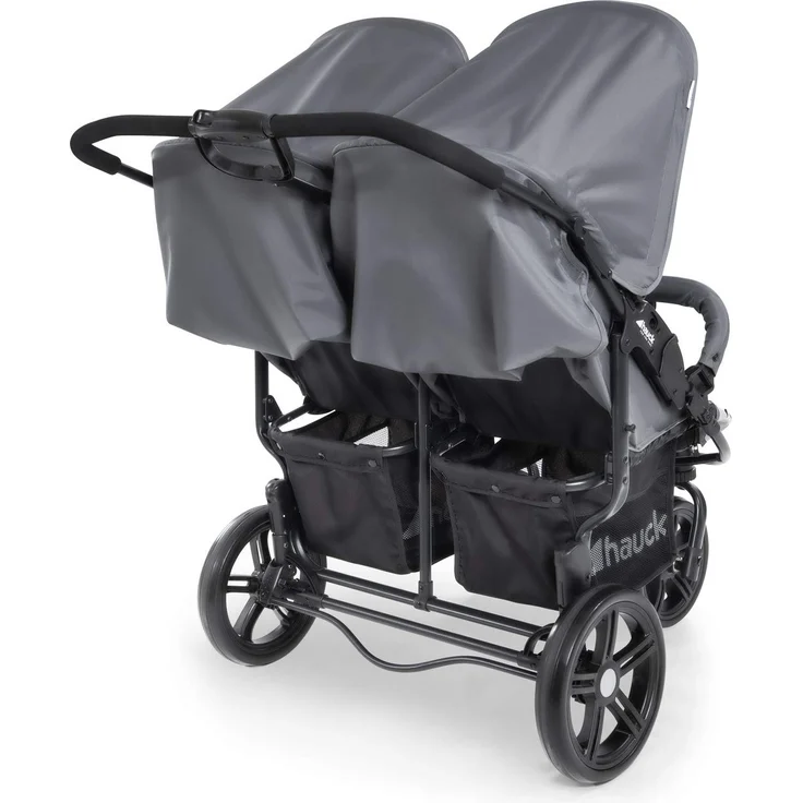 Hauck Geschwister Kinderwagen Roadster Duo SLX / 2 Kinder / Zwillinge / XL Räder / mit Liegeposition ab Geburt / Einhändig Faltbar / Belastbar bis 36 kg / Robust / Schmal / Extra Großer Korb / Grau – Bild 18