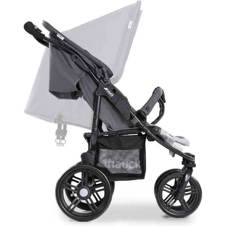 Hauck Geschwister Kinderwagen Roadster Duo SLX / 2 Kinder / Zwillinge / XL Räder / mit Liegeposition ab Geburt / Einhändig Faltbar / Belastbar bis 36 kg / Robust / Schmal / Extra Großer Korb / Grau – Bild 14