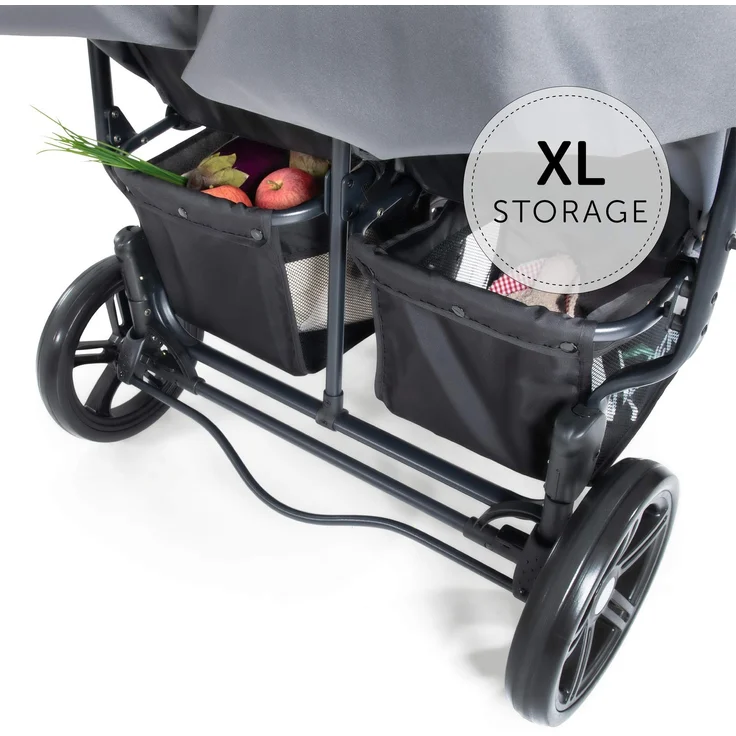 Hauck Geschwister Kinderwagen Roadster Duo SLX / 2 Kinder / Zwillinge / XL Räder / mit Liegeposition ab Geburt / Einhändig Faltbar / Belastbar bis 36 kg / Robust / Schmal / Extra Großer Korb / Grau – Bild 19