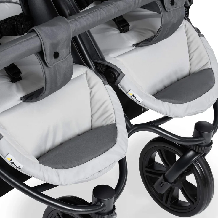 Hauck Geschwister Kinderwagen Roadster Duo SLX / 2 Kinder / Zwillinge / XL Räder / mit Liegeposition ab Geburt / Einhändig Faltbar / Belastbar bis 36 kg / Robust / Schmal / Extra Großer Korb / Grau – Bild 16
