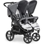 Hauck Geschwister Kinderwagen Roadster Duo SLX / 2 Kinder / Zwillinge / XL Räder / mit Liegeposition ab Geburt / Einhändig Faltbar / Belastbar bis 36 kg / Robust / Schmal / Extra Großer Korb / Grau