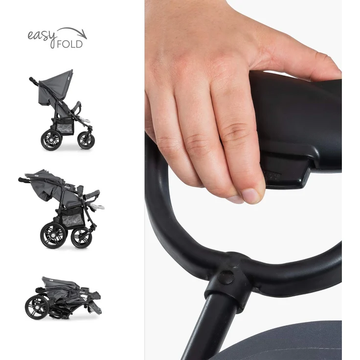 Hauck Geschwister Kinderwagen Roadster Duo SLX / 2 Kinder / Zwillinge / XL Räder / mit Liegeposition ab Geburt / Einhändig Faltbar / Belastbar bis 36 kg / Robust / Schmal / Extra Großer Korb / Grau – Bild 6