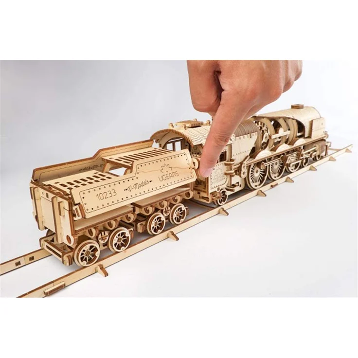 UGEARS 3D Puzzle Express Dampflokomotive Holzpuzzle Modellbau Set Denkspiel - DIY Puzzle Lernspielzeug - Umweltfreundlicher Holz Modellbausatz - Für Erwachsene & Kinder – Bild 6