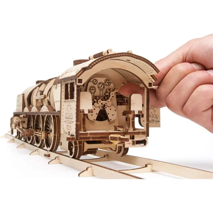 UGEARS 3D Puzzle Express Dampflokomotive Holzpuzzle Modellbau Set Denkspiel - DIY Puzzle Lernspielzeug - Umweltfreundlicher Holz Modellbausatz - Für Erwachsene & Kinder – Bild 8