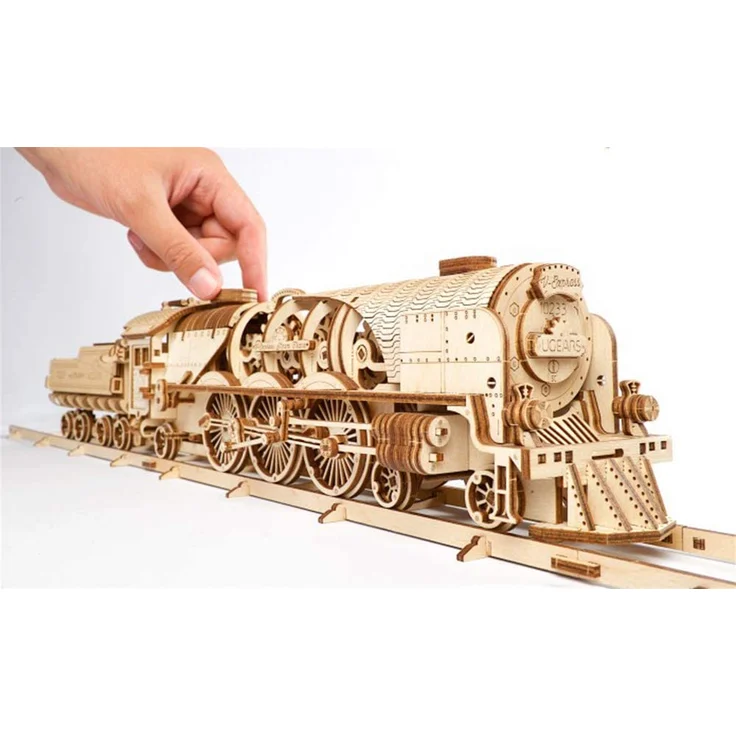 UGEARS 3D Puzzle Express Dampflokomotive Holzpuzzle Modellbau Set Denkspiel - DIY Puzzle Lernspielzeug - Umweltfreundlicher Holz Modellbausatz - Für Erwachsene & Kinder – Bild 5