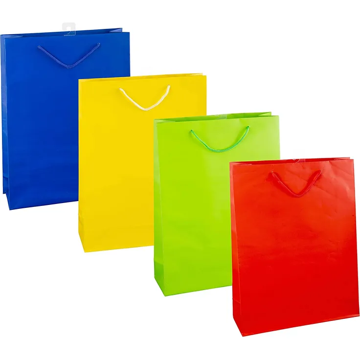 Idena 31844 - Geschenktasche, Größe 35 x 25 x 8 cm, 4 Farben sortiert (keine Auswahl möglich), Geschenkverpackung, Tragetasche, Geschenktüte,1x Stück, zufällige Auswahl