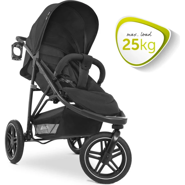 Hauck Dreirad Buggy Rapid 3R bis 25 kg, Großes Sonnenverdeck, Klein Zusammenklappbar, Höhenverstellbar, mit Liegefunktion, Große All Terrain Räder, Getränke Halter, Schwarz – Bild 3