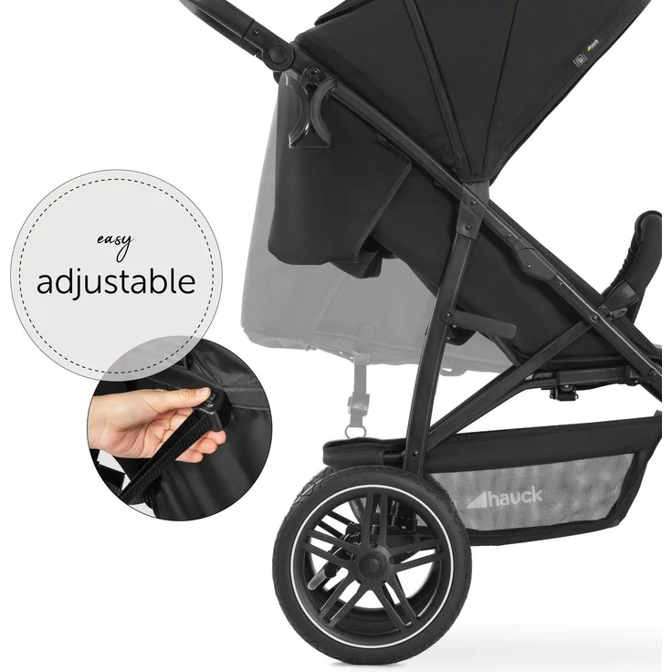 Hauck Dreirad Buggy Rapid 3R bis 25 kg, Großes Sonnenverdeck, Klein Zusammenklappbar, Höhenverstellbar, mit Liegefunktion, Große All Terrain Räder, Getränke Halter, Schwarz – Bild 5