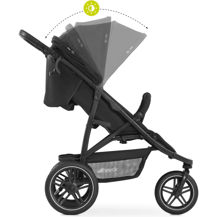 Hauck Dreirad Buggy Rapid 3R bis 25 kg, Großes Sonnenverdeck, Klein Zusammenklappbar, Höhenverstellbar, mit Liegefunktion, Große All Terrain Räder, Getränke Halter, Schwarz – Bild 10