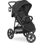 Hauck Dreirad Buggy Rapid 3R bis 25 kg, Großes Sonnenverdeck, Klein Zusammenklappbar, Höhenverstellbar, mit Liegefunktion, Große All Terrain Räder, Getränke Halter, Schwarz