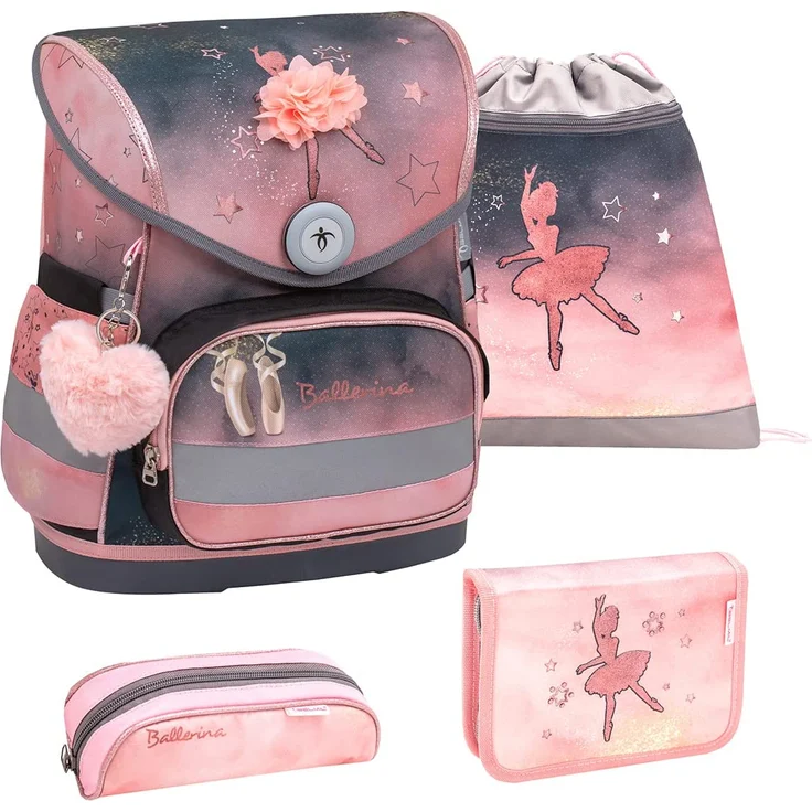 Compact Ballerina Black Pink Schulranzen Set 4 tlg. mit Brustgurt für Mädchen – Bild 1