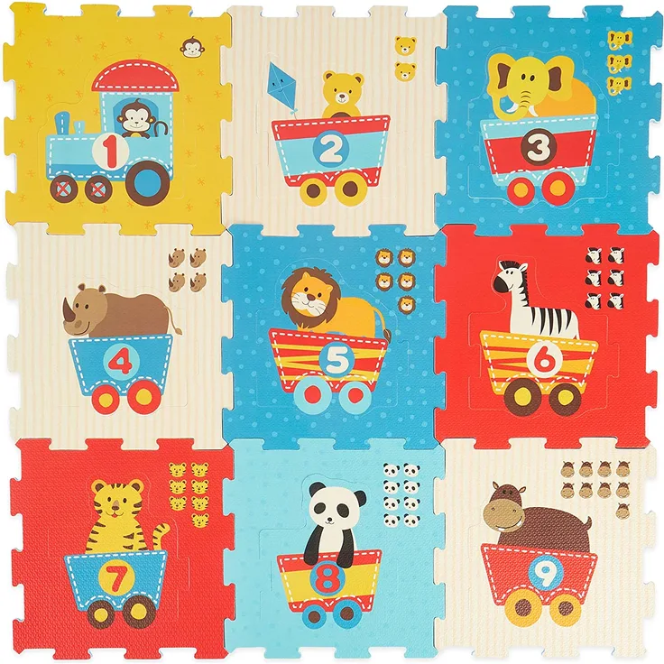 Bieco Puzzlematte, 19 tlg. | Spielmatte Baby | XXL Puzzle Kinder | Krabbeldecke Baby Spielmatte Kinder| Turnmatte Kinder | Kinder Teppiche | Krabbelmatte Baby | Buchstaben Lernen | Spielteppich Junge