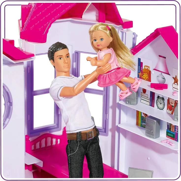 Steffi Love Dreamhouse / Großes Spielhaus / 4 Räume / OHNE PUPPEN / 84cm hoch / Zwei Etagen / Funktionstüchtige Klingel / Zusammenklappbar - Preisvergleich – Bild 5