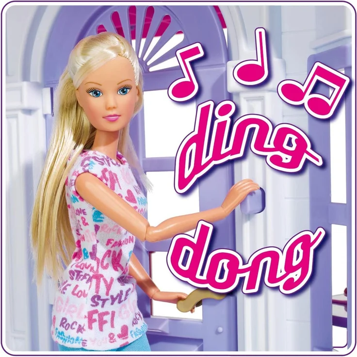 Steffi Love Dreamhouse / Großes Spielhaus / 4 Räume / OHNE PUPPEN / 84cm hoch / Zwei Etagen / Funktionstüchtige Klingel / Zusammenklappbar - Preisvergleich – Bild 6