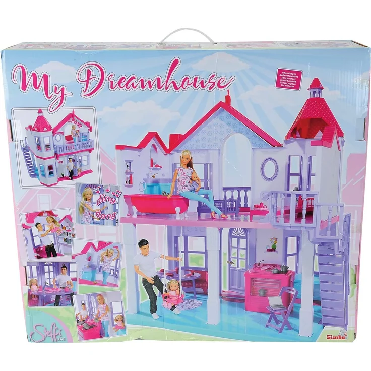 Steffi Love Dreamhouse / Großes Spielhaus / 4 Räume / OHNE PUPPEN / 84cm hoch / Zwei Etagen / Funktionstüchtige Klingel / Zusammenklappbar - Preisvergleich – Bild 8