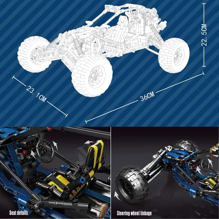 Mould King 18018 - 2,4 Ghz Technik RC Desert Lightning Buggy - 515 Klemmbausteine – Bild 4