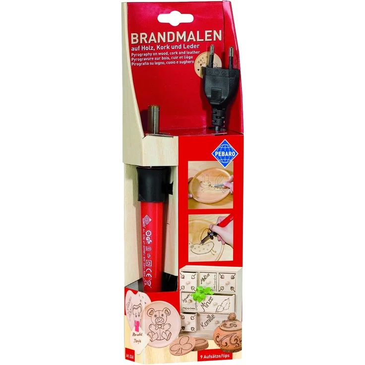 Brandmalkolben mit 9 Spitzen und Stempeln, für die Brandmalerei und zum Schreiben, Zeichnen und Brennen auf Holz, Leder, Kork und anderen Materialien – Bild 1
