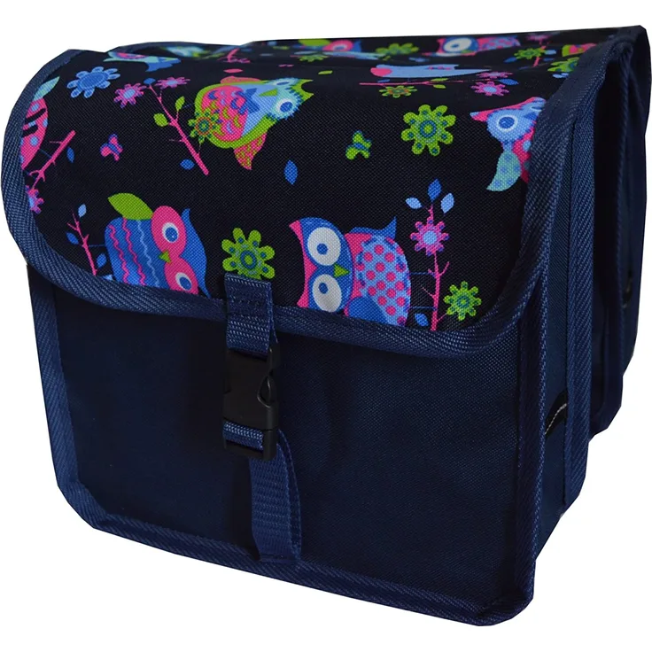 Beluko 'Duo' Fahrradtasche für Gepäckträger ab 14 - 20 Zoll Schwarz Eule doppelseitig