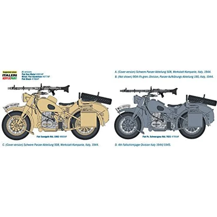 Italeri 7403 Military motorcycle model Montagesatz 1:9 German Military Motorcycle Beide Geschlechter Kunststoff – Bild 5