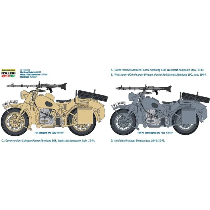 Italeri 7403 Military motorcycle model Montagesatz 1:9 German Military Motorcycle Beide Geschlechter Kunststoff – Bild 4